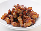 Strips of roasted pork belly