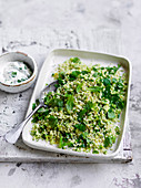 Broccoli 'tabbouleh' with mint leaves