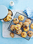 Banana, blueberry and oat muffins