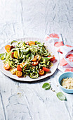 Vegan zucchini noodles with cashew pesto