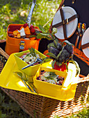 Tabbouleh and fruit kebabs for a picnic