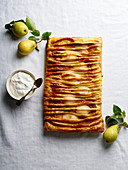 Dartois with pears - french puff pastry tart with fruits and frangipane