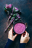 Antioxidant banana and berry smoothie with oat milk