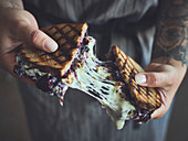 A grilled blueberry and cheese sandwich