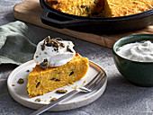 Corn cake with caramelised pumpkin seeds
