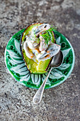 Mussel cocktail avocado bowl