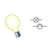 Electric lamp and circuit symbol, illustration