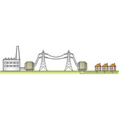 Electricity supply chain, illustration