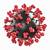 Neutralized virus capsid, illustration