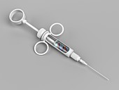 Syringe with coronavirus vaccine, illustration