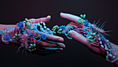 Spreading germs, conceptual illustration