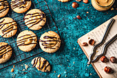 Vegan cookies with hazelnuts salted caramel and chocolate