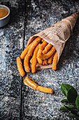 Vegan churros with salted caramel