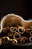 Closeup of cinnamon sticks