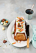 Moist carrot cake with cream cheese filling