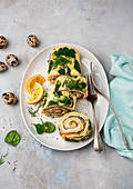 Salmon and spinach roll for Easter