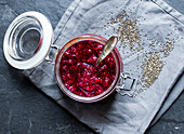 Berry and chia jam with maple syrup