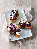 Red cabbage crostini with feta