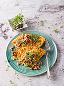 Savoy cabbage frittata with crab topping
