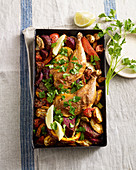 Chicken legs with Moroccan vegetables