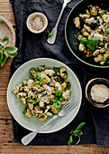 Roasted butter beans and cauliflower with pesto