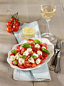 Strawberry and Tomato Salad with Buffalo Mozzarella