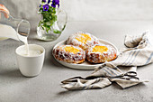 Norwegian sweet bun skoleboller (traditional scandinavian pastry)