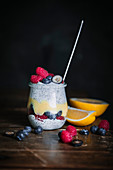 Skyr Chia Pudding with Lemon Curd and Berries