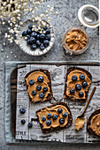 Peanut butter breads with blueberries