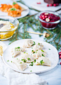Dumplings with cheese and potatoes for Christmas
