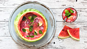 Vegane Wassermelonen-Kokos-Bowle