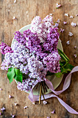 Lilac branches on a table