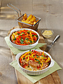 Potato and mince casserole with peppers