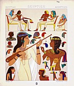 Ancient Egyptian fashion and accessories, illustration