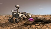 Perseverance rover analysing Mars surface, illustration