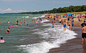 Beachgoers, Lake Michigan, USA