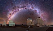 Night sky view over Cerro Tololo Observatory, Chile