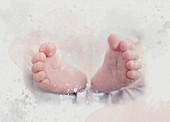 Baby's feet, composite image