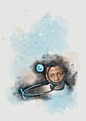 Doctor and stethoscope, composite image