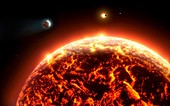 Artwork of a molten exoplanet