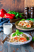 Red pepper and chicken strudel