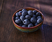 Blueberries in ceramic bowl