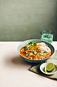 Spicy coconut chicken noodle soup