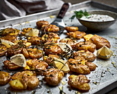 Smashed roast potatoes