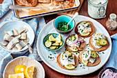Blinis with herring