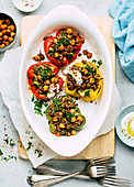Stuffed peppers with ground beef and chickpeas