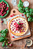 White chocolate rasberry tart