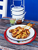 Chicken skewers with yellow curry