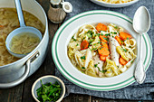 Chicken soup with savoy cabbage