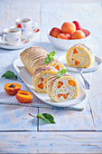 Apricot roll with poppy seed cream